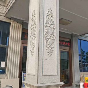 榆林芝麻白别墅雕刻柱子  黄金麻